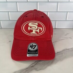 San Francisco 49ers Hat Cap Strap Back NFL Football Mens OSFA 47 Clean Up